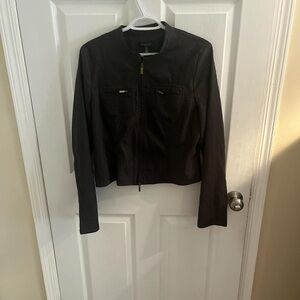 Kenneth Cole Black Leather Jacket Classic Motorcycle Style